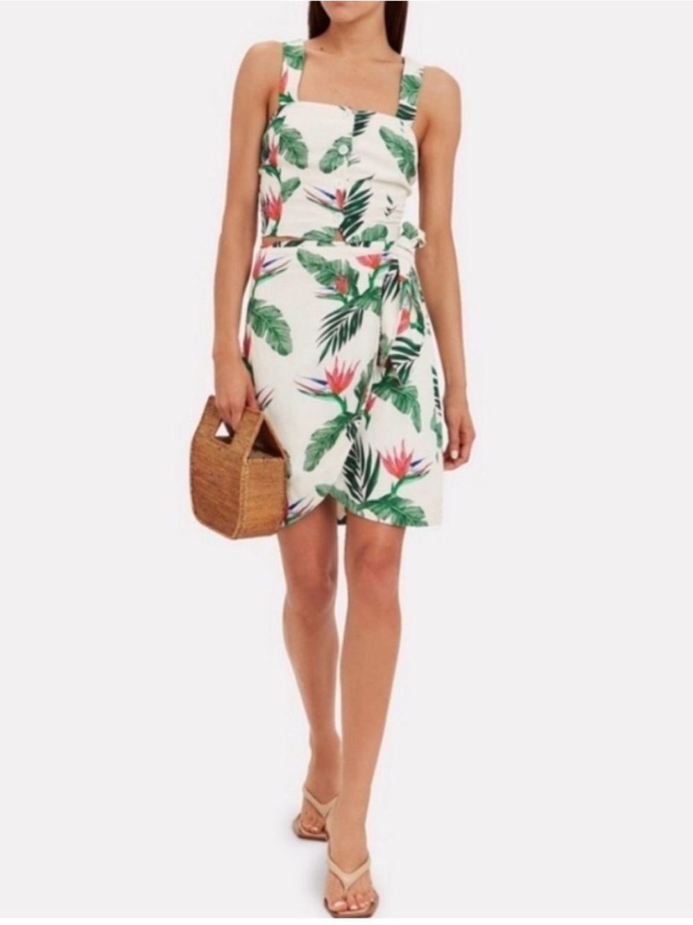Rails Orla Tropical Floral Palm Print Side Tie Asymmetric A Line Mini Skirt S